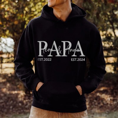 Personalized Papa Embroidered Sweatshirt Hoodie T-shirt Novel Father's Day Gift Ideas