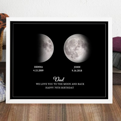 Custom Moon Phase Print Frame Unique Family Birthday Gift for Dad Father's Day Gift Ideas