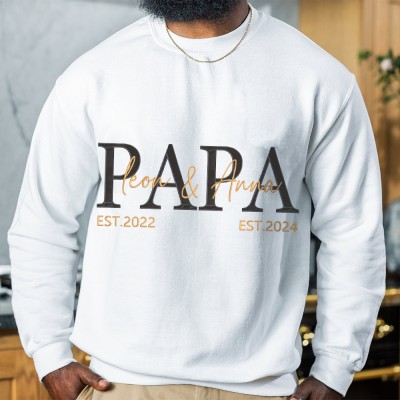 Custom Papa Embroidered Sweatshirt Hoodie T-shirt Super Gift For Dad Father's Day Gift Ideas