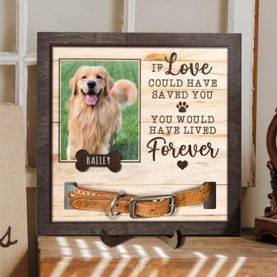 Personalized Memorial Pet Collar Frame Sign with Photo Remembrance Gift For Loss Pet