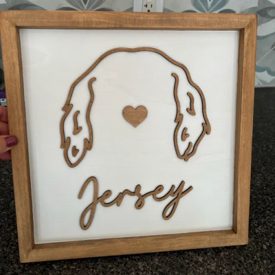 Custom Dog Ear Outline Memorial Frame Sign Pet Loss Gift Keepsake Gifts for Dog Lover