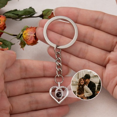 Personalized Memorial Photo Projection Keychain With Picture Inside Anniversary Valentine's Day Gifts for Her