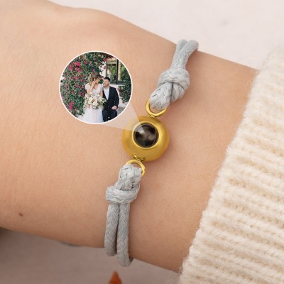 Personalized Braided Rope Photo Projection Bracelet Valentine's Day Gift Ideas For Couple