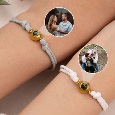 Personalized Rope Memorial Photo Projection Bracelet With Picture Inside Valentine's Day Gifts For Soulmate