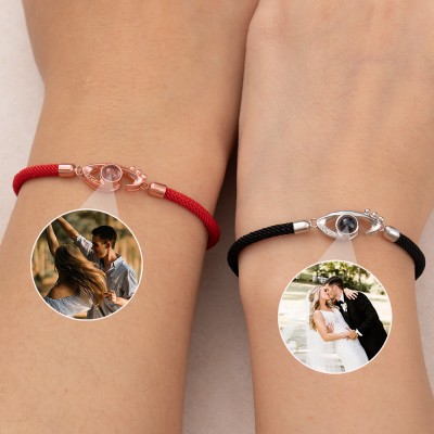 Personalized Love Rope Photo Projection Bracelet With Picture Inside Valentine's Day Couple Gift for Her Him