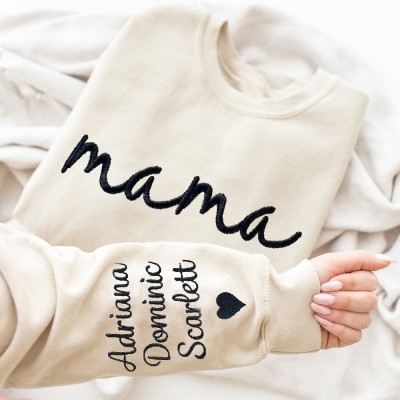 Personalized Mama Embroidered Sweatshirt with kids Names Mother's Day Gift Ideas