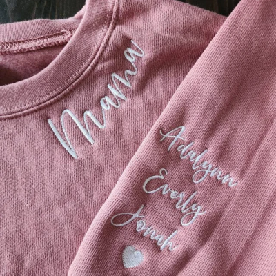 Personalized Mama Embroidered Sweatshirt Hoodie With Names Mother's Day Gift