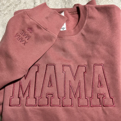 Personalized Embroidered Mama Sweatshirt Hoodie with kids Names Mother's Day Gift