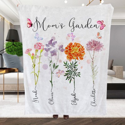 Personalized Mom's Garden Birth Flower Blanket