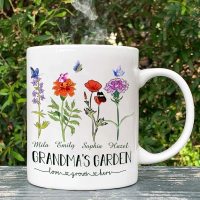 Personalized Grandma's Garden Birth Flower Mug with Names