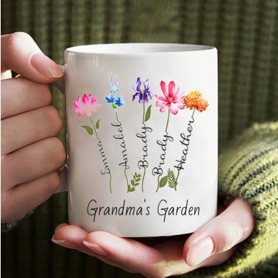 Personalized Grandma's Garden Birth Flower Mug