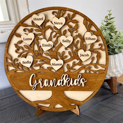 Personalized Family Tree Sign with Kids Names