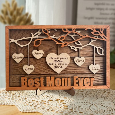 Personalized Best Mom Ever Family Tree Sign with Names 