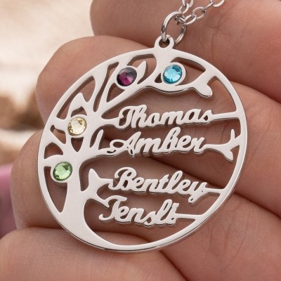 Personalized Family Tree Name Birthstones Necklace Family Keepsake Gifts Unique Birthday Gift Ideas