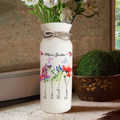 Personalized Mom's Garden Birth Flower Vase Mother's Day Gift 