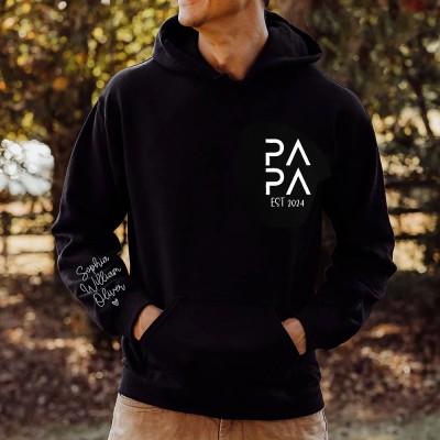 Custom Papa Embroidered Hoodie Sweatshirt T-shirt With Names Unique Gift For Dad Father's Day Gifts