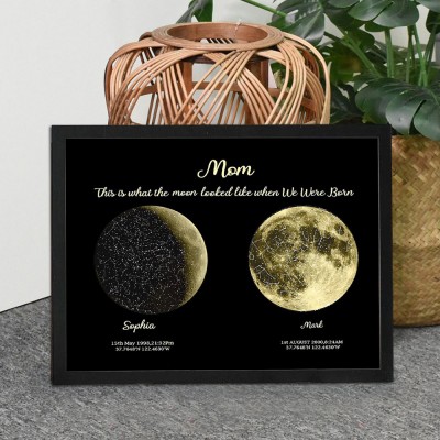 Custom Mom Moon Phase Print Frame Sign Keepsake Gifts For Mom Mother's Day Gift Ideas