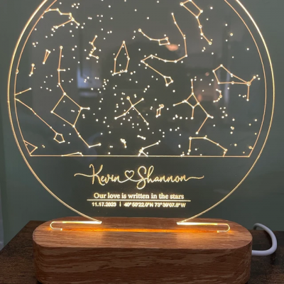 Personalized Star Map Night Light Unique Anniversary Gift for Her Stars Chart Gift for Couples Christmas Gift