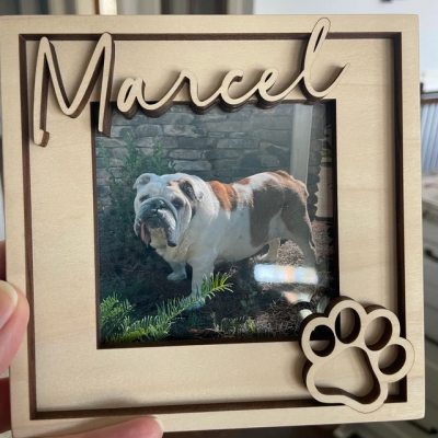 Personalized Pet Memorial Wood Photo Frame with Name Keepsake Gift for Pet Lover