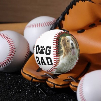 Personalized Dog Dad Photo Baseball Father's Day Gift Ideas Gift For Pet Lover