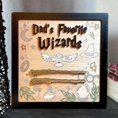 Personalized Dad's Favorite Wizards Wooden Frame Sign With Kids Names Best Father's Day Gift Ideas