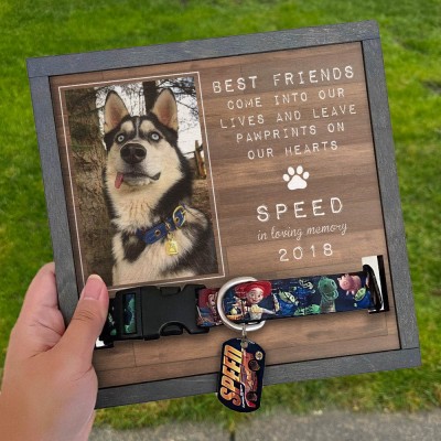 Personalized Wooden Pet Collar Frame Unique Pet Loss Gift Memorial Gift for Pet Lovers