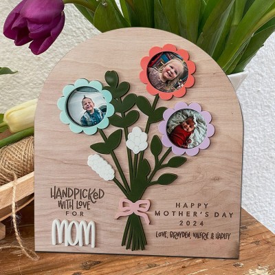 Personalized Flower Bouquet Photo Handpicked With Love For Mommom Sign Mother's Day Gift Ideas