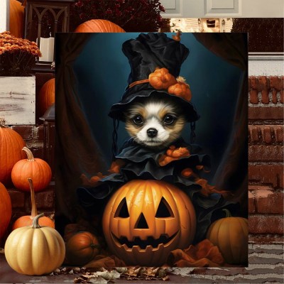 Personalized Halloween Pet Portrait Frame Custom Halloween Poster Funny Wall Art for Pet Lovers Memorial Gifts