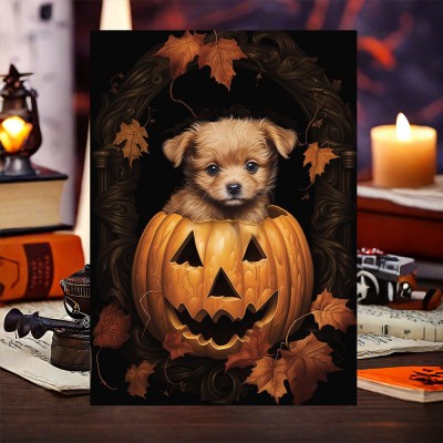 Personalized Halloween Pet Portrait Frame Custom Halloween Poster Funny Wall Art for Pet Lovers Memorial Gifts