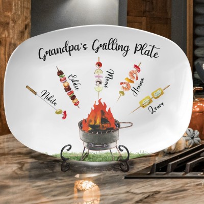 Custom Grandpa's Grilling Plate With Grandkids Names Unique Gift for Grandpa from Kids Father's Day Gift Ideas