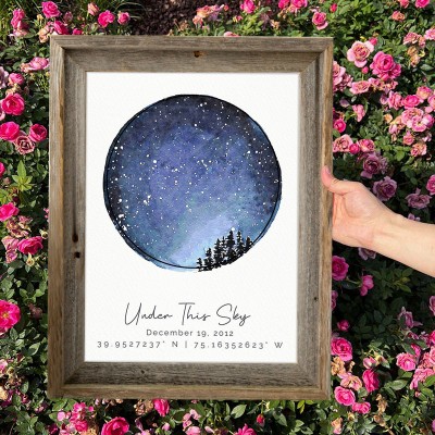 Custom Star Map Print Frame Personalized Gifts for Couple Anniversary Gift Ideas