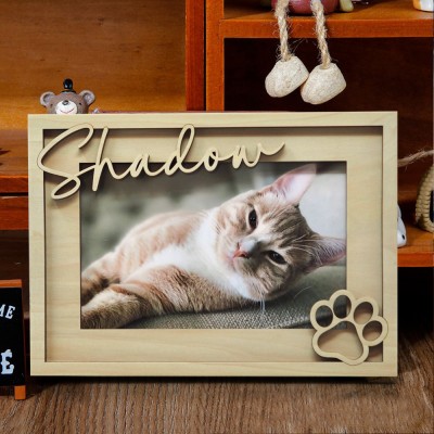 Personalized Pet Memorial Wood Photo Frame with Name Keepsake Gift for Pet Lover