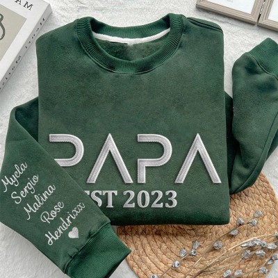 Personalized Papa Sweatshirt Hoodie With Embroidered Kids Names Keepsake Gift For Dad Father's Day Gift Ideas