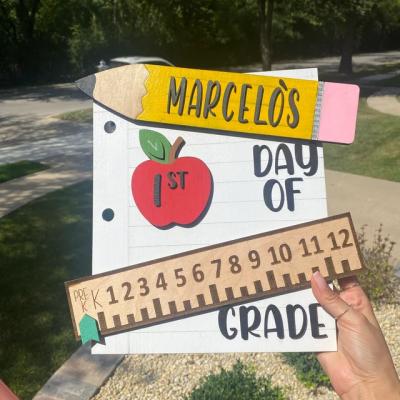 Personalized First/100th/Last Day of School Wood Sign Custom Back to School Gifts for Kids