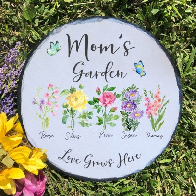 Personalized Grandma's Garden Birth Flower Plaque With Names Custom Meaningful Gift Ideas for Grandma Mom Mother's Day Gift