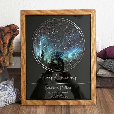 Custom Star Map Frame Sign By Date and Location Anniversary Gifts for Wife Husband Christmas Gift