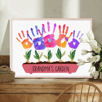 Personalized Nana's Garden DIY Handprint Frame Sign Mother's Day Gifts Famliy Gifts