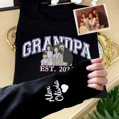 Personalized Daddy Photo Embroidered Sweatshirt Hoodie Family Keepsake Gift For Dad Father's Day Gift Ideas