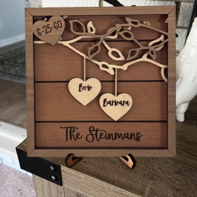 Custom Wooden Couple Name Sign Anniversary Gift Ideas Keepsake Gifts for Her