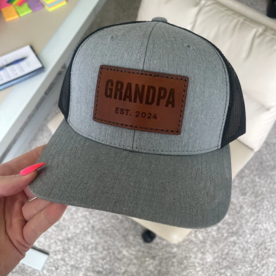 Custom Dad Snapback Cap Real Leather Patch Hat With Date Perfect Gift For Dad