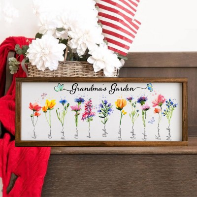 Custom Mom's Garden Birth Flower Frame Personalized Family Sign Keepsake Gift Ideas for Mom Grandma Mother's Day Gifts