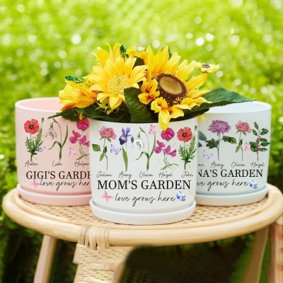 Custom Birth Flower Pot For Mama's Garden Special Mother's Day Gift Ideas