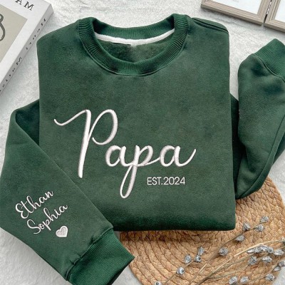 Custom Papa Embroidered Sweatshirt Hoodie Personalized Gift For Dad Unique Father's Day Gift Ideas