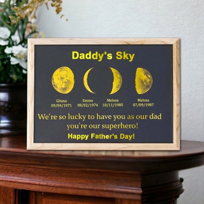 Custom Daddy's Universe Moon Phase Frame Family Gift Unique Father's Day Gift Ideas