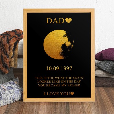 Custom Dad Moon Phase Wood Photo Frame Sign Keepsake Gift Father's Day Gift Ideas