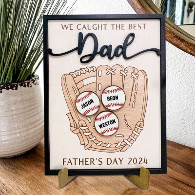 Custom Dad Baseball Sign With Kids Names Perfect Father's Day Gift Ideas