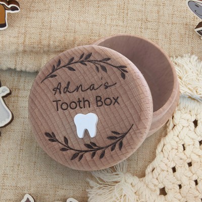 Personalized Engraved Wooden Baby Tooth Fairy Keepsake Box First Birthday Gift for Kids Baby Shower Gifts