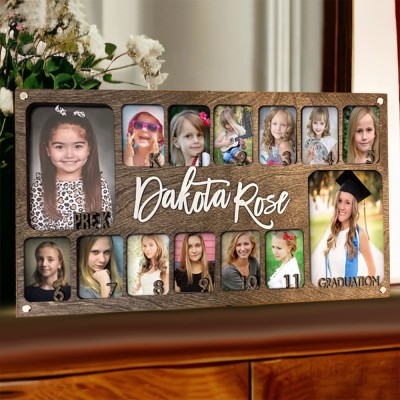 Custom K-12 School Years Photo Frame Wooden Sign For Kids Back to School Gifts