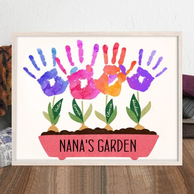 Custom Mom's Garden DIY Handprint Famliy Frame Sign Mother's Day Gifts