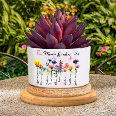 Personalized Grandma's Garden Birth Flower Mini Plant Pot Keepsake Gifts for Grandma Mom